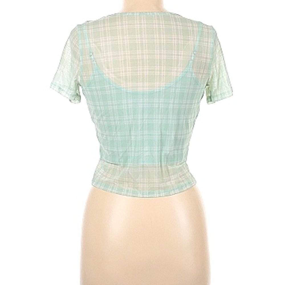 Hollister green plaid top M